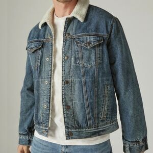 Lucky Brand Mens Faux Shearling Trucker Jacket SZ L